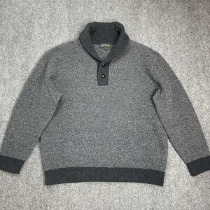 Orvis Sweater Mens XL Shawl Collar 100% Lambswool Long Sleeve Textured Gray